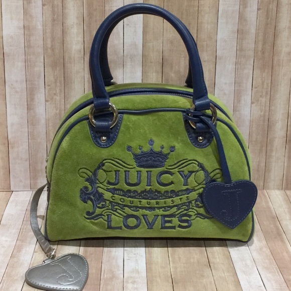 Juicy Couture Handbags - Juicy Couture Couturists Green Velour Blue Bowler